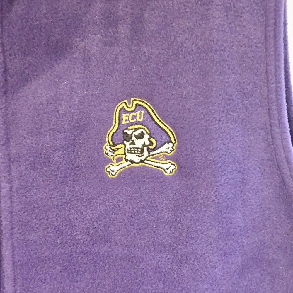 Columbia ECU Pirates Flanker Fleece Vest Purple Medium Embroidered Logo Licensed - Picture 2 of 8